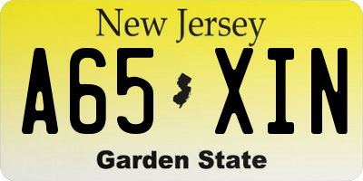 NJ license plate A65XIN