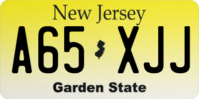 NJ license plate A65XJJ