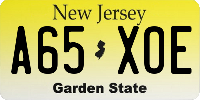 NJ license plate A65XOE