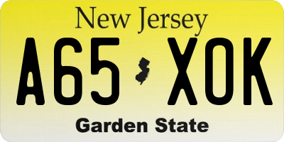 NJ license plate A65XOK