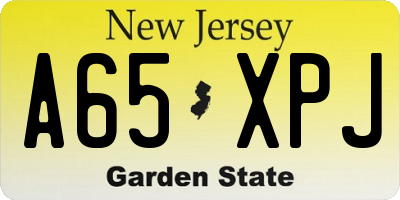 NJ license plate A65XPJ