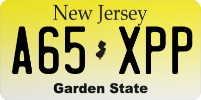 NJ license plate A65XPP