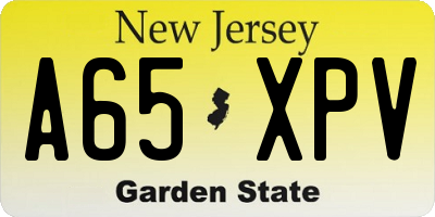 NJ license plate A65XPV