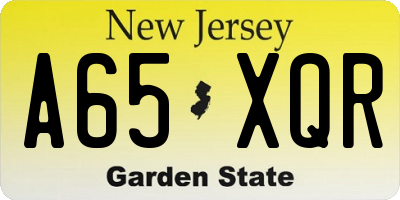 NJ license plate A65XQR