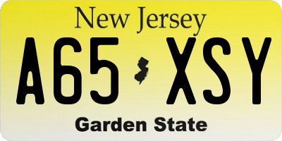 NJ license plate A65XSY