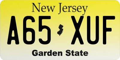 NJ license plate A65XUF