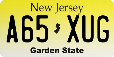 NJ license plate A65XUG