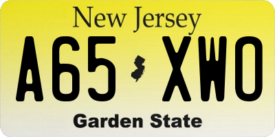 NJ license plate A65XWO