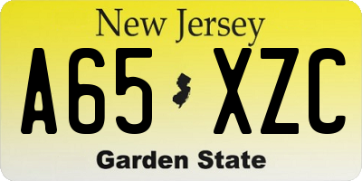NJ license plate A65XZC