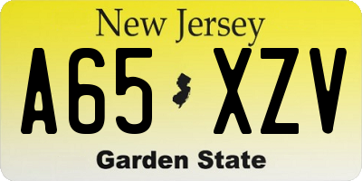 NJ license plate A65XZV