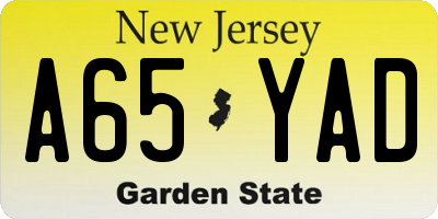 NJ license plate A65YAD