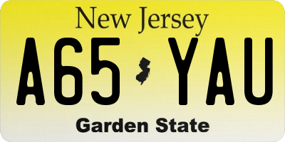 NJ license plate A65YAU