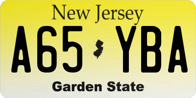 NJ license plate A65YBA
