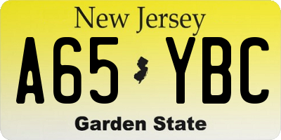 NJ license plate A65YBC