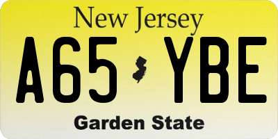 NJ license plate A65YBE