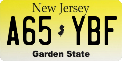 NJ license plate A65YBF