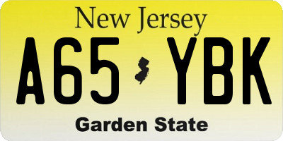 NJ license plate A65YBK