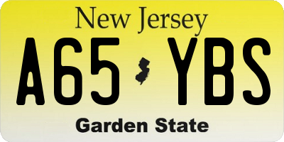 NJ license plate A65YBS