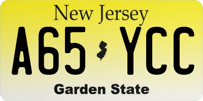 NJ license plate A65YCC
