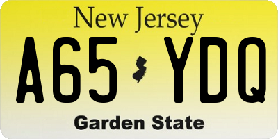 NJ license plate A65YDQ