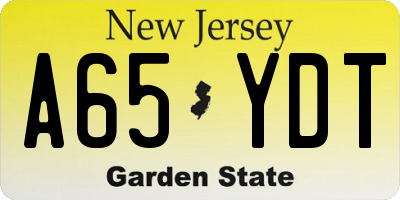 NJ license plate A65YDT