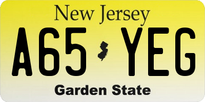 NJ license plate A65YEG