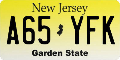 NJ license plate A65YFK