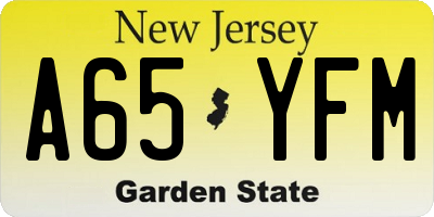 NJ license plate A65YFM