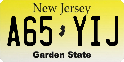 NJ license plate A65YIJ