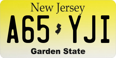 NJ license plate A65YJI