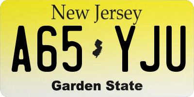 NJ license plate A65YJU