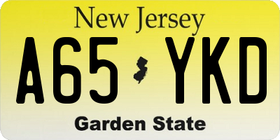 NJ license plate A65YKD