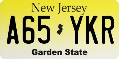 NJ license plate A65YKR