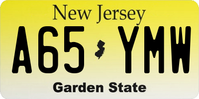 NJ license plate A65YMW