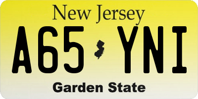 NJ license plate A65YNI