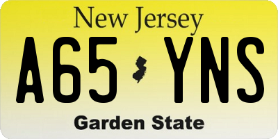 NJ license plate A65YNS