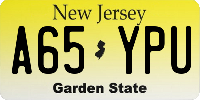 NJ license plate A65YPU