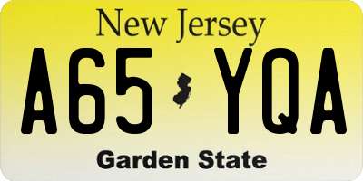 NJ license plate A65YQA