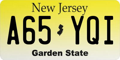 NJ license plate A65YQI
