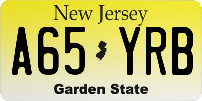 NJ license plate A65YRB