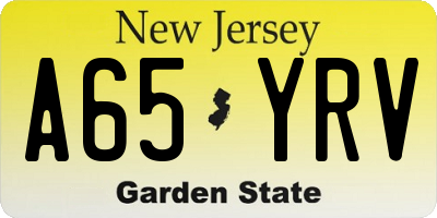 NJ license plate A65YRV