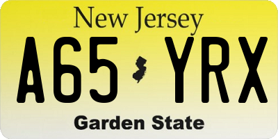 NJ license plate A65YRX