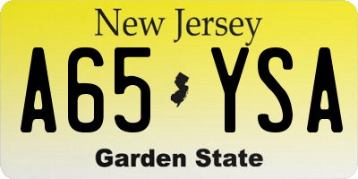 NJ license plate A65YSA