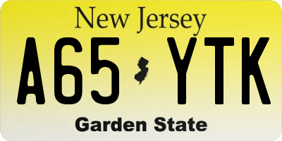 NJ license plate A65YTK