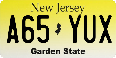 NJ license plate A65YUX