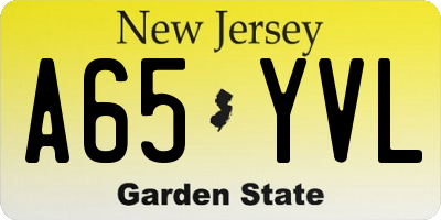 NJ license plate A65YVL