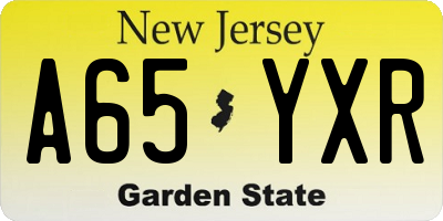 NJ license plate A65YXR