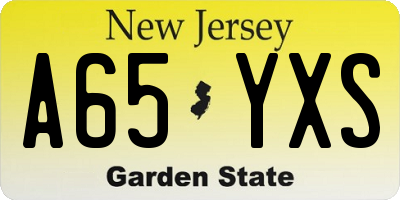 NJ license plate A65YXS