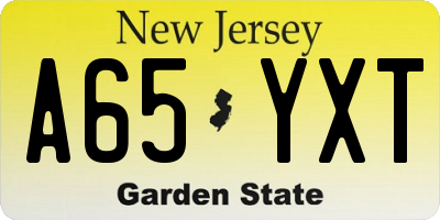 NJ license plate A65YXT