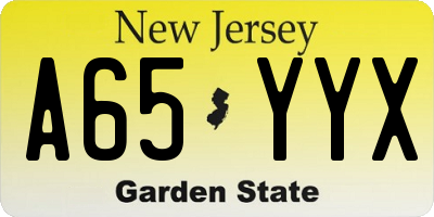 NJ license plate A65YYX